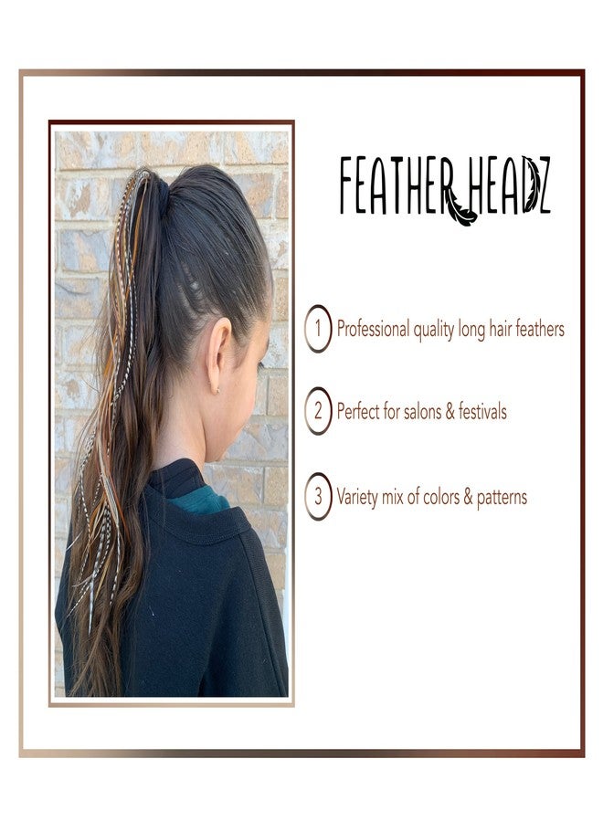 Feather Headz 21 Natural Color Hair Extensions – 9”–14” Long – DIY Rooster Kit with 20 Micro-Link Beads – 100% Real Feathers – Eye-Catching Boho Style - Image 4
